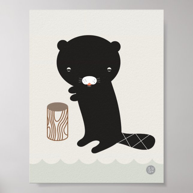 Modern Nursery Beaver Poster - 11" x 8.5" (Front)