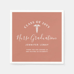 Modern Nursing Grad Terracotta Orange Personalized Napkin