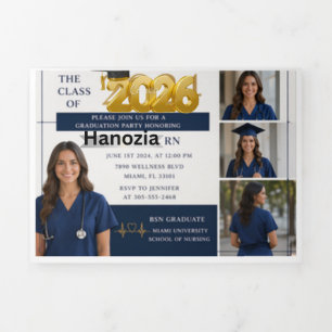 Modern Nursing Graduation Photo Collage Invitation