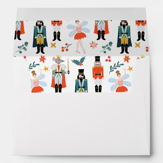 Modern Nutcracker Ballerina Christmas Envelope (Back (Bottom))