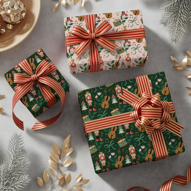 Modern Nutcracker Christmas Bow Ribbon Music Wrapping Paper Sheet (Modern Nutcracker Christmas Bow Ribbon Music Wrapping Paper Sheets)