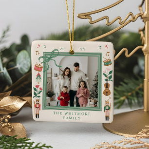 Modern Nutcracker Christmas Bow Ribbon Photo Frame Ceramic Ornament
