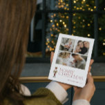 Modern Nutcracker Merry Typography 3 Photo  Holiday Card<br><div class="desc">It's that time of year again – Christmas time! Look no further than this modern and trendy Christmas card to share your family's joy and message of love. The festive typography in burgundy stands out on the card and is accented by a watercolor nutcracker, bringing three of your favourite family...</div>