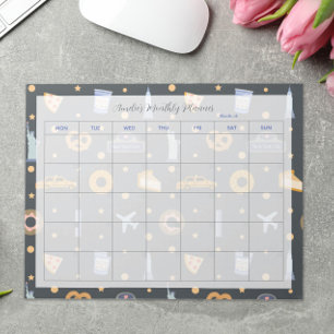 Modern NYC Pattern Dark Grey Monthly Planner Name Notepad
