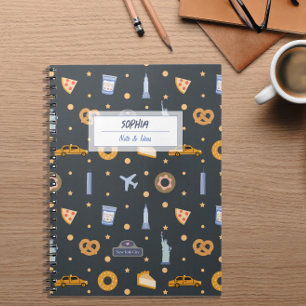 Modern NYC pattern dark grey Spiral Notebook