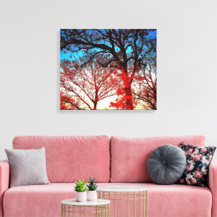 Modern Oak Trees Photo Canvas Print