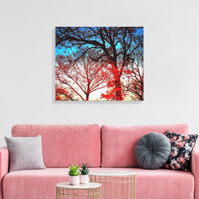 Modern Oak Trees Photo Canvas Print (Insitu(LivingRoom))
