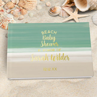 Modern Ocean Beach Baby Shower Thank You Message Guest Book