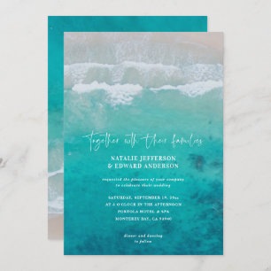 Modern ocean beach script sand elegant tropical