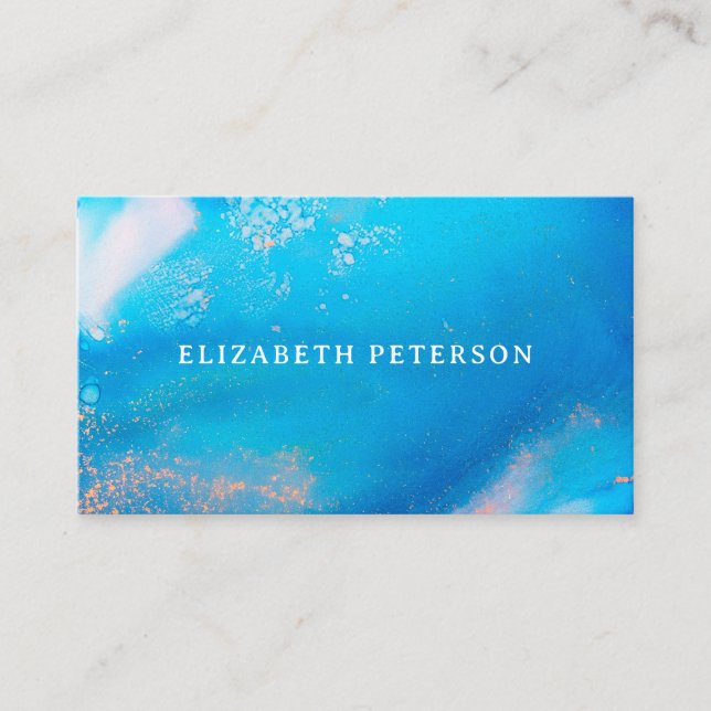 Modern ocean beachy blue business card (Front)
