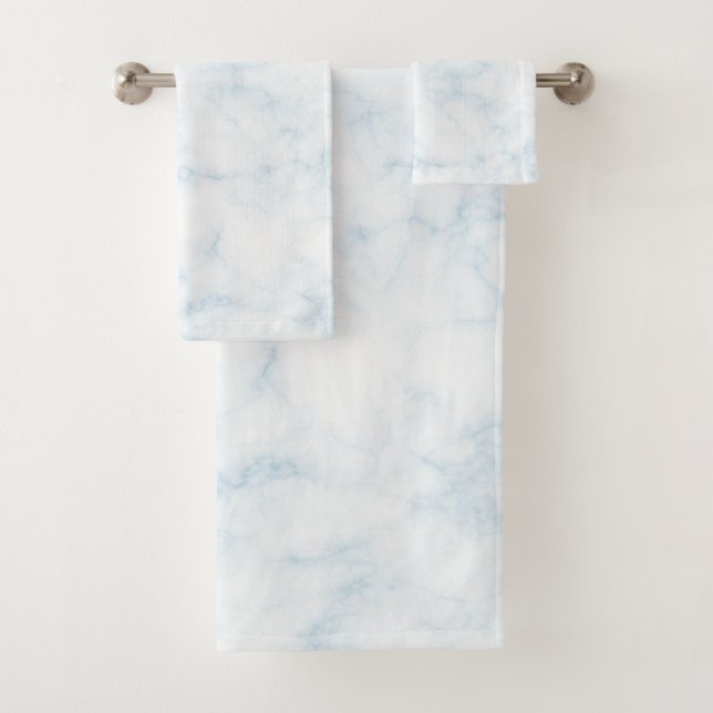 Modern Ocean Blue Marble Texture Summer Bath Towel Set (Insitu)