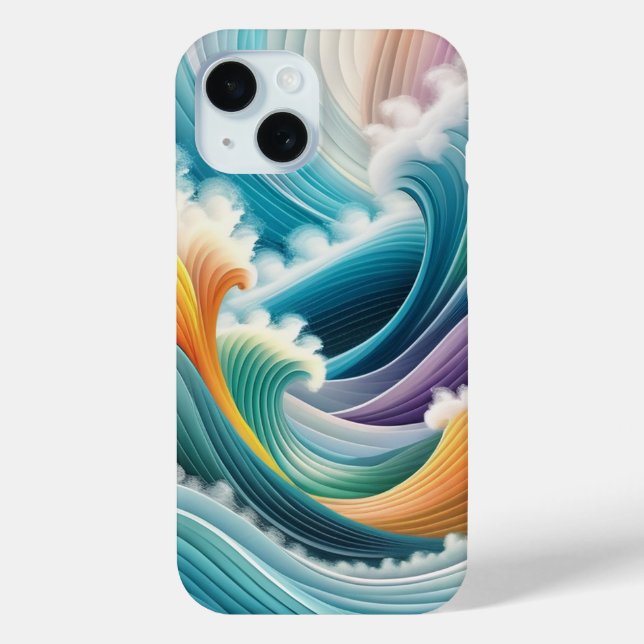 Modern Ocean Colourful Wave Abstract Art Case-Mate iPhone Case (Back)