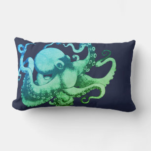 Modern Ocean Hues Sea Creature Octopus Lumbar Pillow