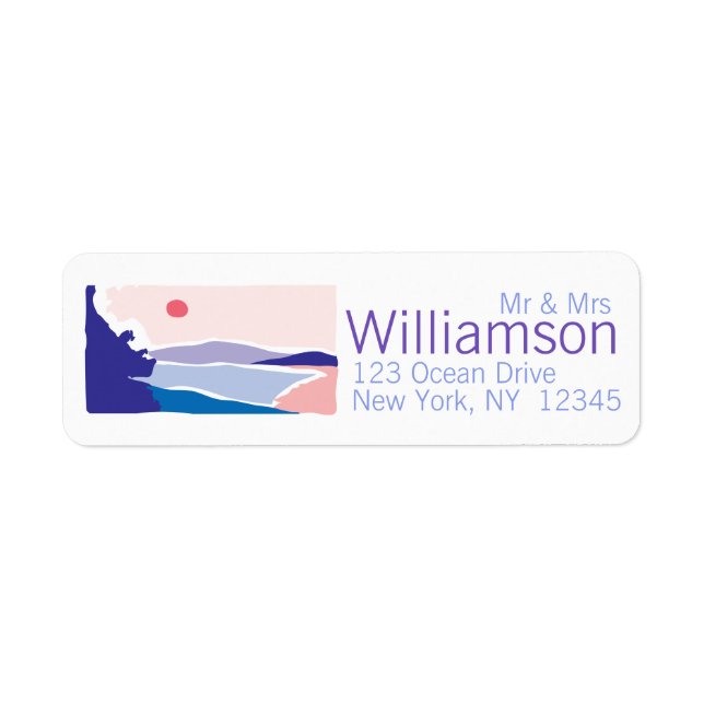 Modern Ocean or Lake Beach Nature Return Address (Front)