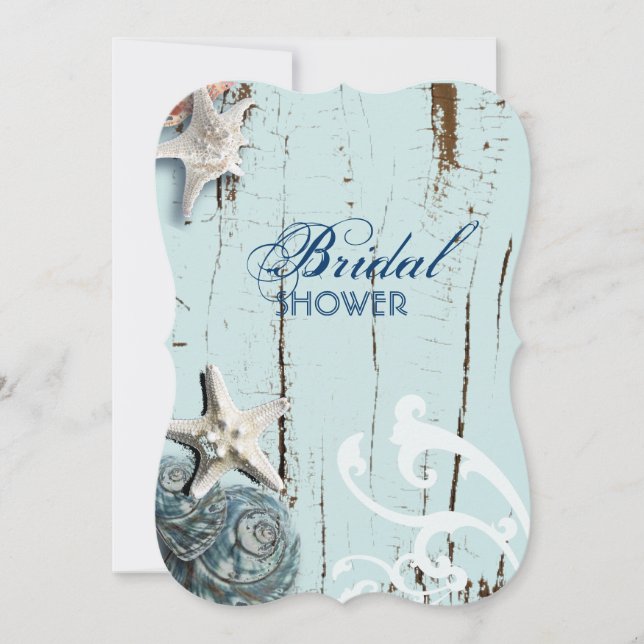 modern ocean SeaShells Beach bridal shower Invitation (Front)