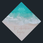 Modern ocean the adventure begins graduation cap topper<br><div class="desc">Modern ocean the adventure begins graduation design cap topper.</div>