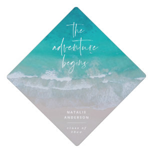 Modern ocean the adventure begins graduation graduation cap topper