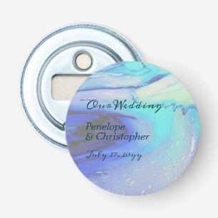 Modern Ocean Water Blue Abstract Beach Wedding Bottle Opener