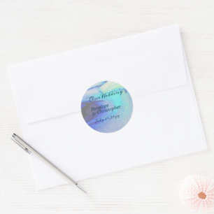 Modern Ocean Water Blue Abstract Beach Wedding Classic Round Sticker