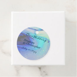 Modern Ocean Water Blue Abstract Beach Wedding Favour Tags