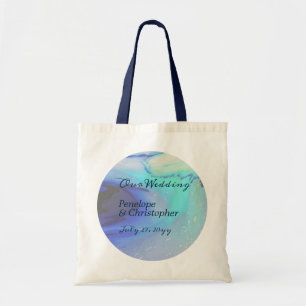 Modern Ocean Water Blue Abstract Beach Wedding  Tote Bag