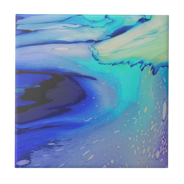 Modern Ocean Water Blue Nautical Abstract  Tile (Front)