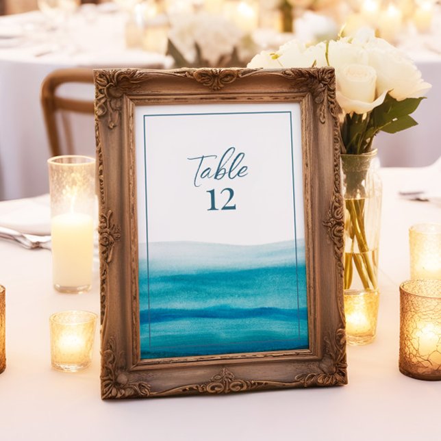 Modern Ocean Watercolor Wedding Table Numbers (Creator Uploaded)