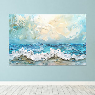 Modern Ocean Waves Artwork Stretched Canvas Print