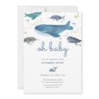 Modern Ocean Whale Baby Shower Invitation