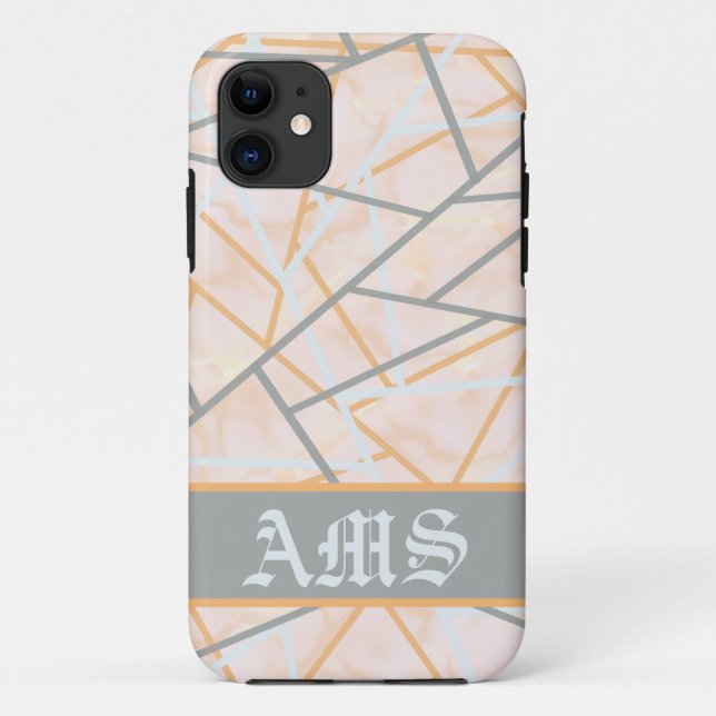 Modern Ochre and Grey Geometric Lines Case-Mate iPhone Case (Back)