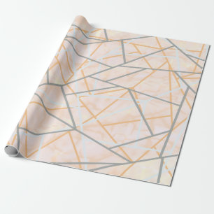 Modern Ochre and Grey Geometric Lines Wrapping Paper