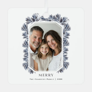 Modern Octagon Frame and Sprigs Metal Ornament