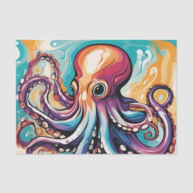 Modern Octopus Abstract Tissue Paper (Front)