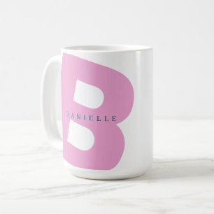 Modern Oersized Monogram Initial & First Name Coffee Mug