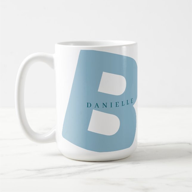 Modern Oersized Monogram Initial & First Name Coffee Mug (Left)