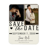 Modern Off White Save the Date 2 Photo Wedding