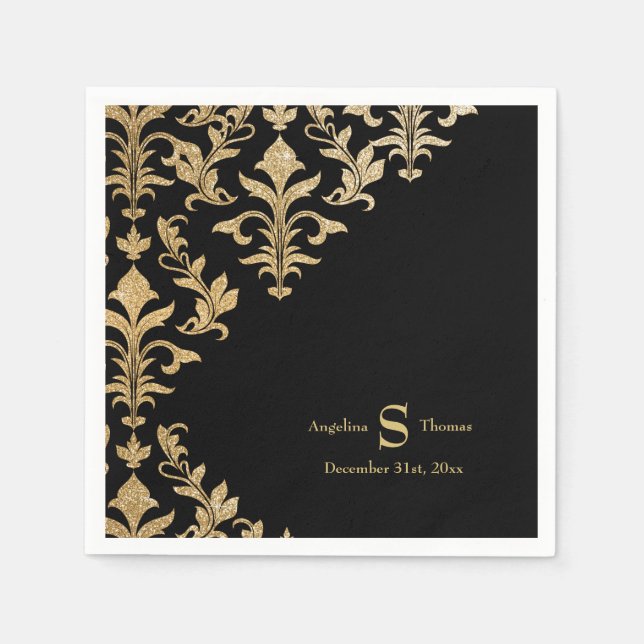 Modern Offset Damask Wedding Reception Decor Faux Napkin (Front)