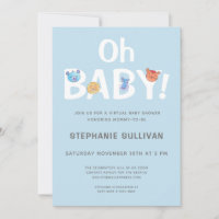 Modern Oh Baby Blue Boy Virtual Baby Shower