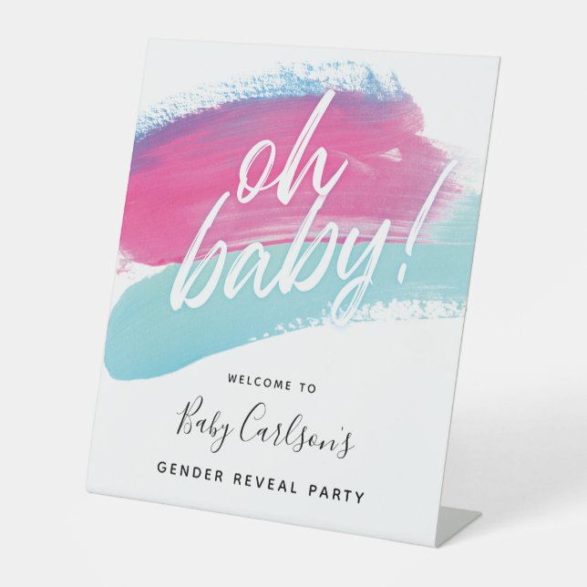 Modern Oh Baby Gender Reveal Welcome Sign (Front)
