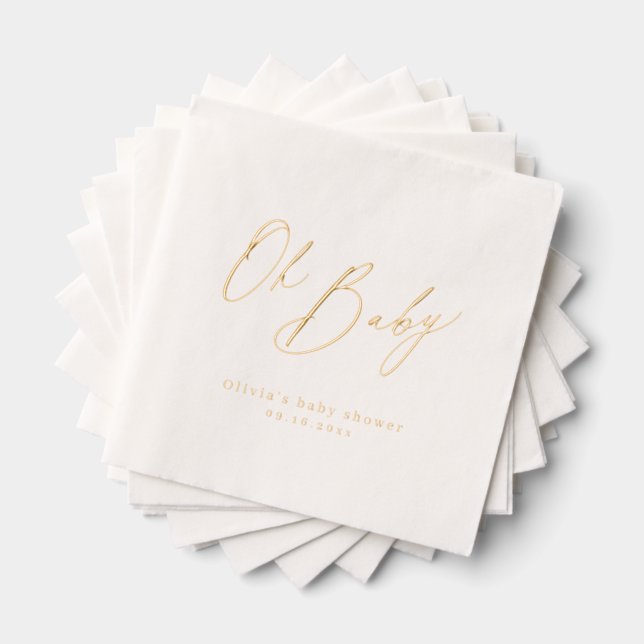 Modern oh baby script minimalist baby show foil napkins (Insitu (Stacked))