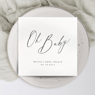 Modern oh baby script minimalist baby show napkin