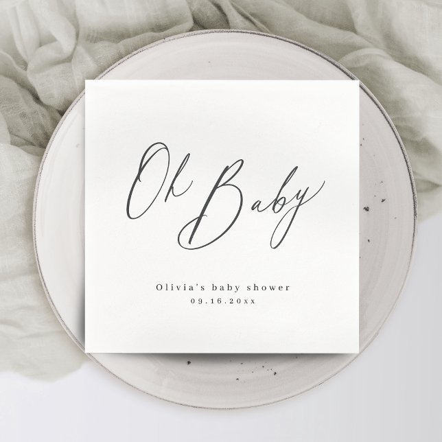 Modern oh baby script minimalist baby show napkin (Modern oh baby script minimalist baby show napkins)