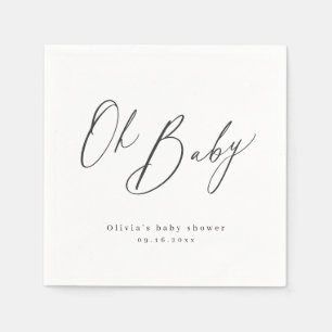 Modern oh baby script minimalist baby show napkin