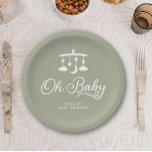Modern Oh Baby Shower Personalized Paper Plate<br><div class="desc">This modern minimalist "Oh Baby" shower paper plate combines a simple yet stunning design and delicate typography. Whether you're planning a cozy get-together or a grand bash these paper plates are sure to make a statement. For more coordinating items please visit our Modern Minimal Baby Shower Collection</div>