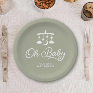 Modern Oh Baby Shower Personalized Paper Plate