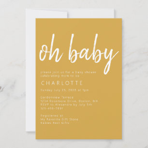Modern  Oh Baby Yellow Baby Shower Invitation