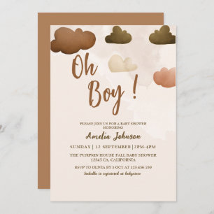 Modern Oh boy boho boy Baby Shower  Invitation