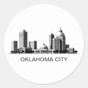 Modern Oklahoma City Stylized Skyline Classic Round Sticker