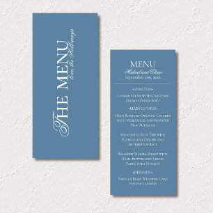 Modern Old Money Dusty Blue Wedding Dinner Menu