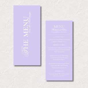 Modern Old Money Lavender Wedding Dinner Menu